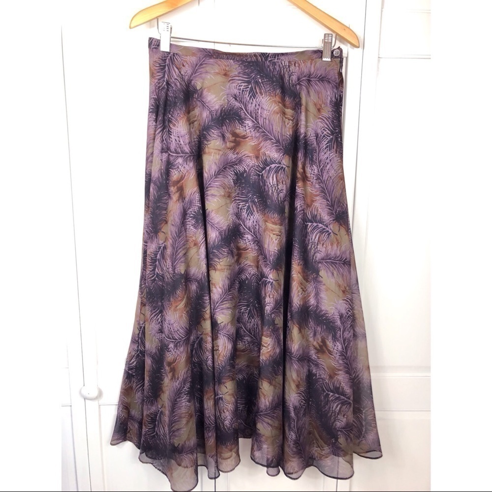BEAUTIFUL PLUM FEATHER SILK SKIRT (0918)